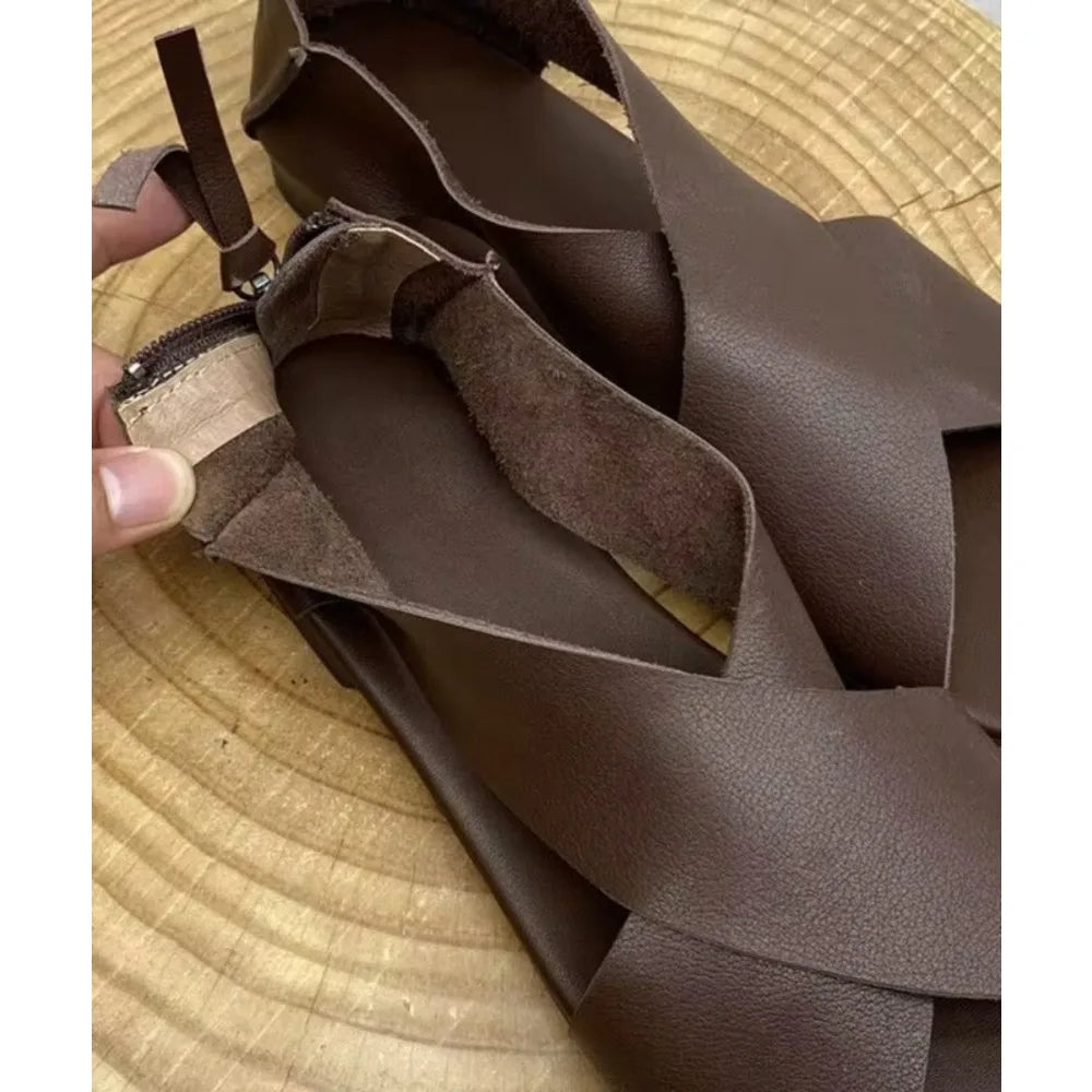 Espresso Elegance Ankle-Tie Sandals