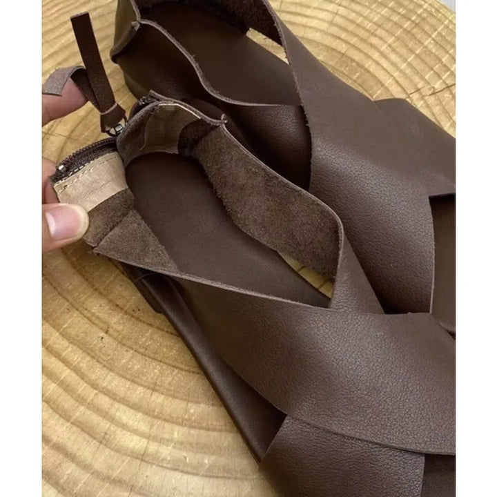 Espresso Elegance Ankle-Tie Sandals